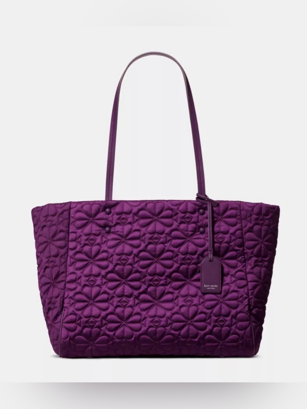 kate spade Tilly Quilted  Medium Floral Tote in Vibrant Purple .